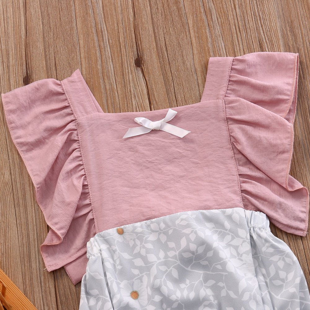 Ruffles Romper Infant Baby Girls Floral Patchwork Romper 0-24M