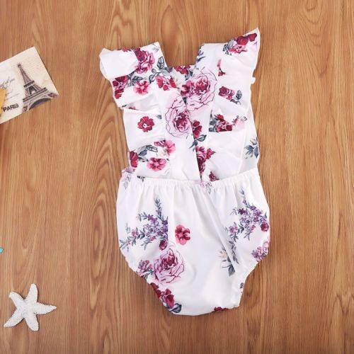 Baby Girls Floral Romper White Floral Lace Embroidered One Piece - Loving Lane Co