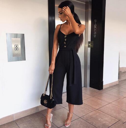 Spaghetti Strap Womens Long Jumpsuit Elegant Romper