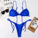 Solid Print String Tie Side Bikini Sets in 13 Colors