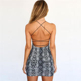 Sexy Backless Snakeskin Mini dress Sexy Summer Dress