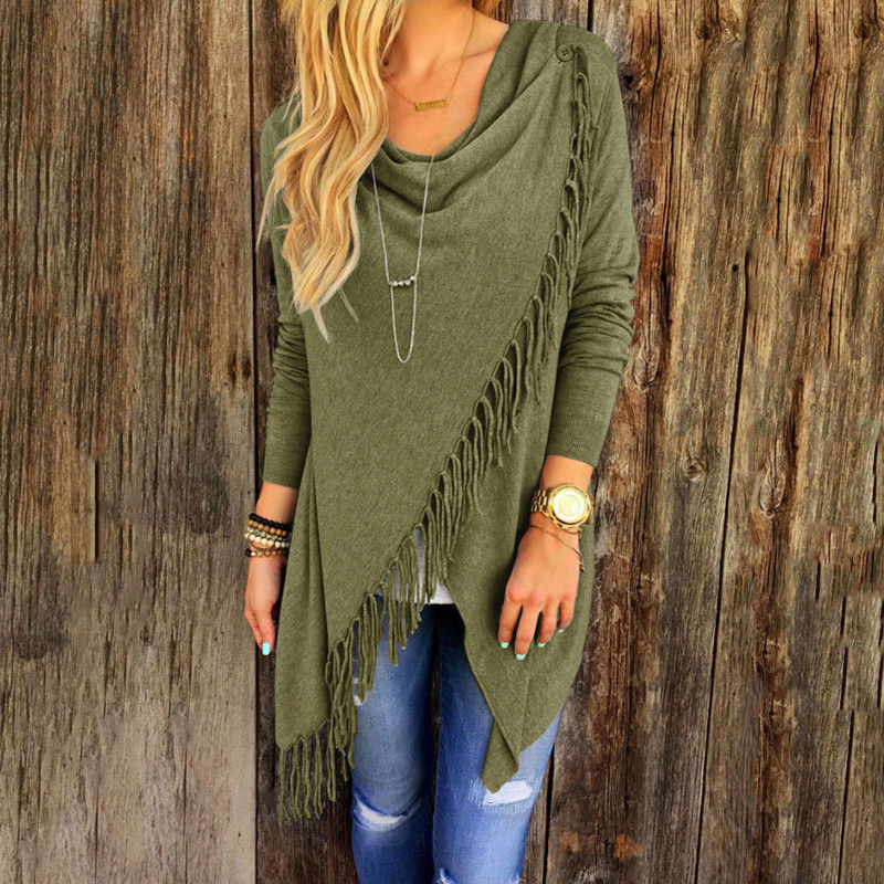 Womens Cardigan Tassels Fall Sweaters in 7 Colors and Small to Plus Sizes