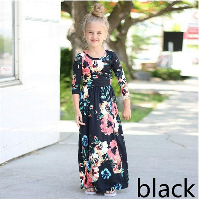 Maxi Girls Summer Dresses Kids Clothes Little Girls Long Floral Dress