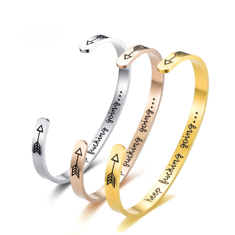 Womens Bracelets Keep Going Motivational Bracelets Inspirational Friends Gift Bangles