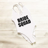 BRIDE SQUAD One Piece Swimsuits Cross Back Bathing Suits