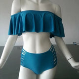 Trending Swimsuit High Waist Bikini Women's Ruffle High Waist Swimwear 10 Colors