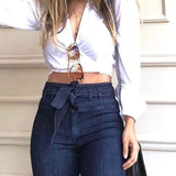 Women's Jeans High Waist Denim Blue Vintage Flare Jean Pants - Loving Lane Co