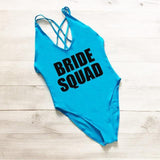 BRIDE SQUAD One Piece Swimsuits Cross Back Bathing Suits - Loving Lane Co