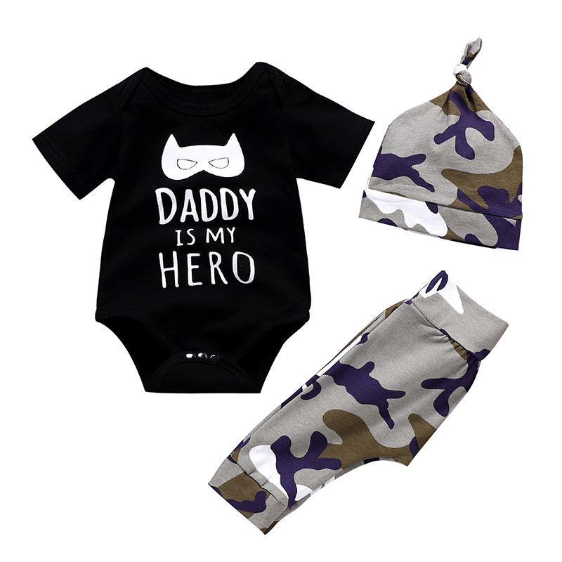 Baby Boy Infant Camo 3 Piece Kids Outfit With Hat