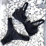 Black White Women Bikinis New Arrival V-Neck Fold Swimwear - Loving Lane Co