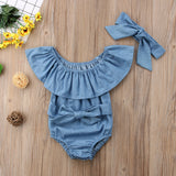 Cute Newborn Toddle Infant Baby Girls Bowknot Bodysuit Ruffle Sleeveless Jumpsuit