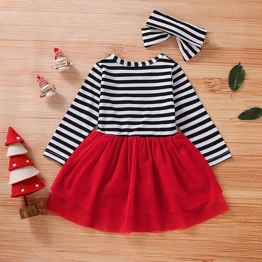 Toddler Girls Christmas Dress +Headband Baby Girls Christmas Holiday Dress - Loving Lane Co