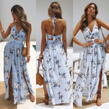 Women Maxi Summer Evening Party Dress Slit Leg Spilt Sundress