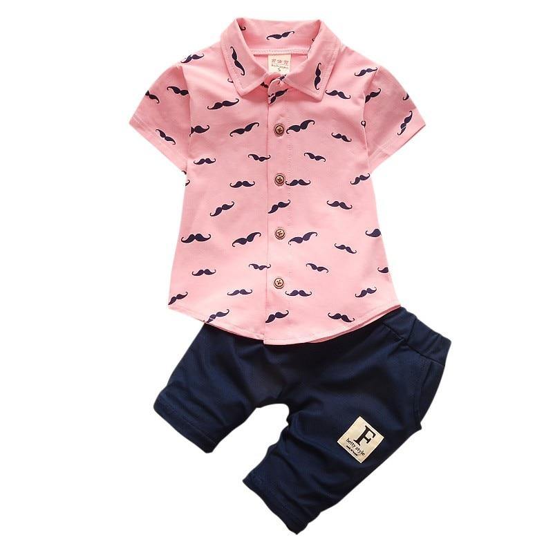 Baby Boy Outfits Collared Button Up Shirt and Matching Short Toddler Clothing Sets