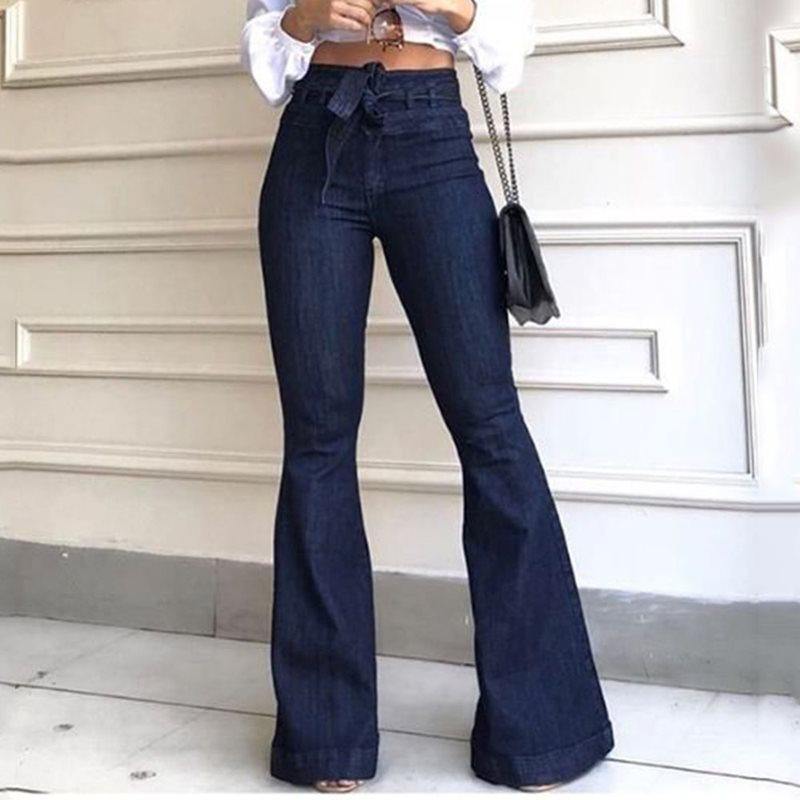 Women's Jeans High Waist Denim Blue Vintage Flare Jean Pants - Loving Lane Co