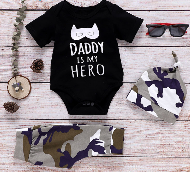 Baby Boy Infant Camo 3 Piece Kids Outfit With Hat