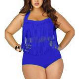 Summer Bikini Set Women Tassel Sexy Halter Top Push Up Bikini Large Size Swimwear Plus Size Bathing Suit