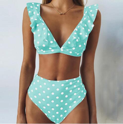 High Waist Bikini Polka Dot Biquinis Summer Beach Wear