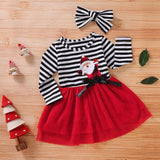 Toddler Girls Christmas Dress +Headband Baby Girls Christmas Holiday Dress - Loving Lane Co