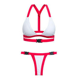 Bandeau Swimsuit Push Up Red and White Bikini Set - Loving Lane Co