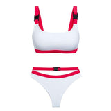 Bandeau Swimsuit Push Up Red and White Bikini Set - Loving Lane Co
