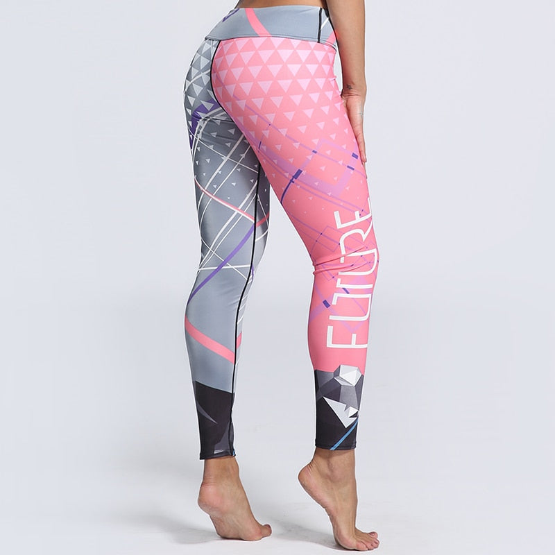 Pink and Grey Womens Workout Leggings Petire to Plus Sizes Small