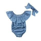 Cute Newborn Toddle Infant Baby Girls Bowknot Bodysuit Ruffle Sleeveless Jumpsuit