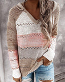 Fall Sweaters Womens Long Sleeve V Neck Casual Knitted Sweater Hoodie - Loving Lane Co