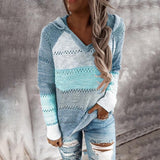 Fall Sweaters Womens Long Sleeve V Neck Casual Knitted Sweater Hoodie - Loving Lane Co