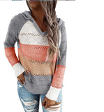 Fall Sweaters Womens Long Sleeve V Neck Casual Knitted Sweater Hoodie - Loving Lane Co