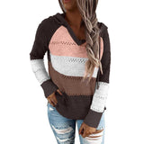 Fall Sweaters Womens Long Sleeve V Neck Casual Knitted Sweater Hoodie - Loving Lane Co