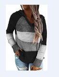 Fall Sweaters Womens Long Sleeve V Neck Casual Knitted Sweater Hoodie - Loving Lane Co