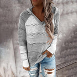 Fall Sweaters Womens Long Sleeve V Neck Casual Knitted Sweater Hoodie - Loving Lane Co