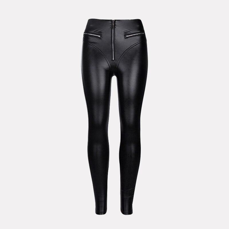 Womens Sexy Solid Black Slim Fit High Waist Sheath Leather Pants - Loving Lane Co