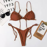 Solid Print String Tie Side Bikini Sets in 13 Colors