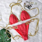 Solid Color High-End White Rich Crystal And Diamond Bikini